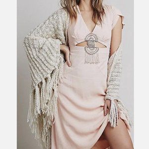 Free People Pink Meet Me There Midi Dress Deco Beading